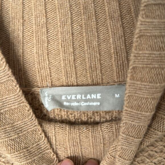 Everlane Waffle Recycled Cashmere Sweater tan mockneck medium - Picture 2 of 5